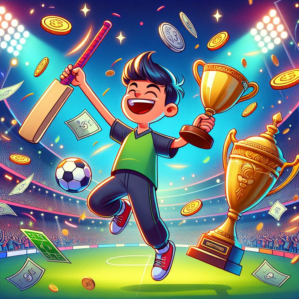 Bat666 Bet sports betting characters with cricket and football elements