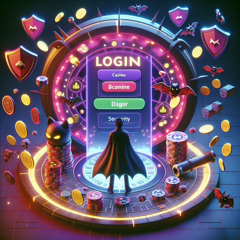 Bat666 Login portal with gaming characters and secure access symbols
