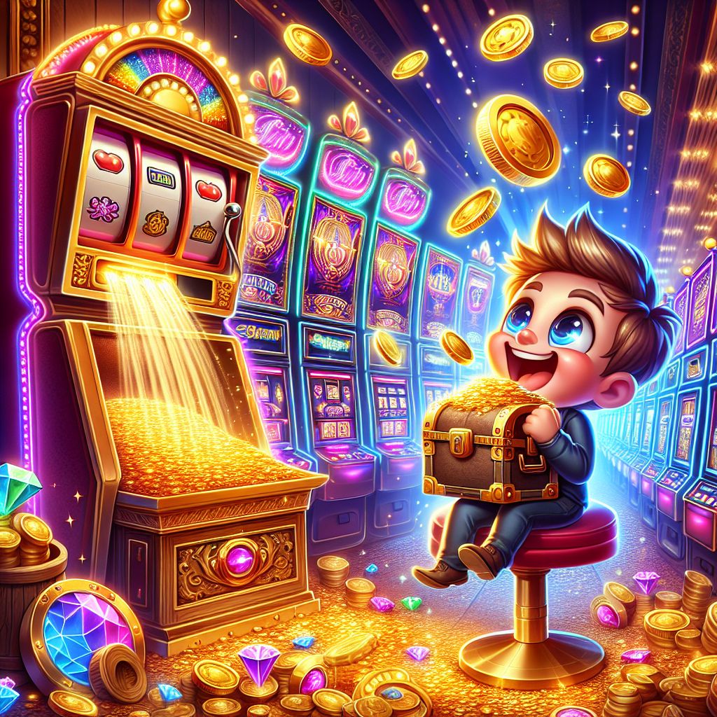Bat666 slot machine characters with golden coins and jackpot symbols
